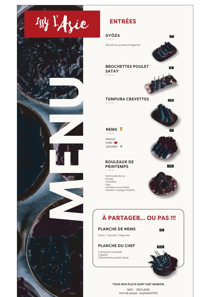 Restaurante Issy l'Asie menu 1
