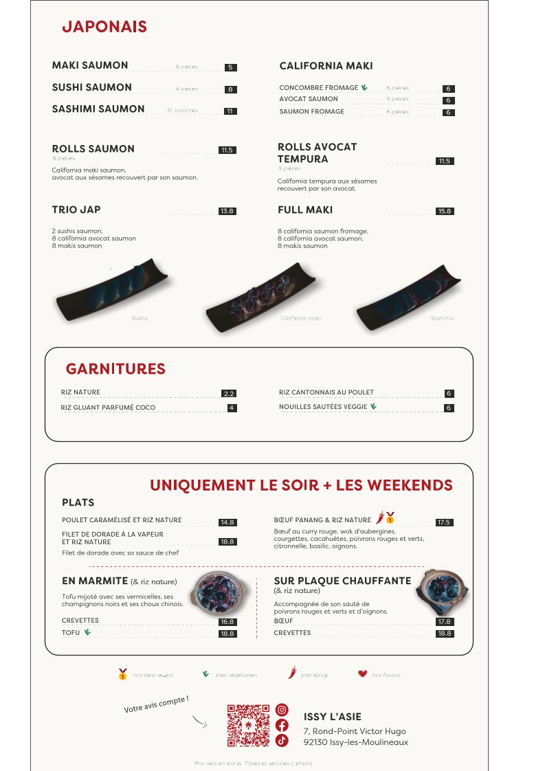 Restaurante Issy l'Asie menu 4