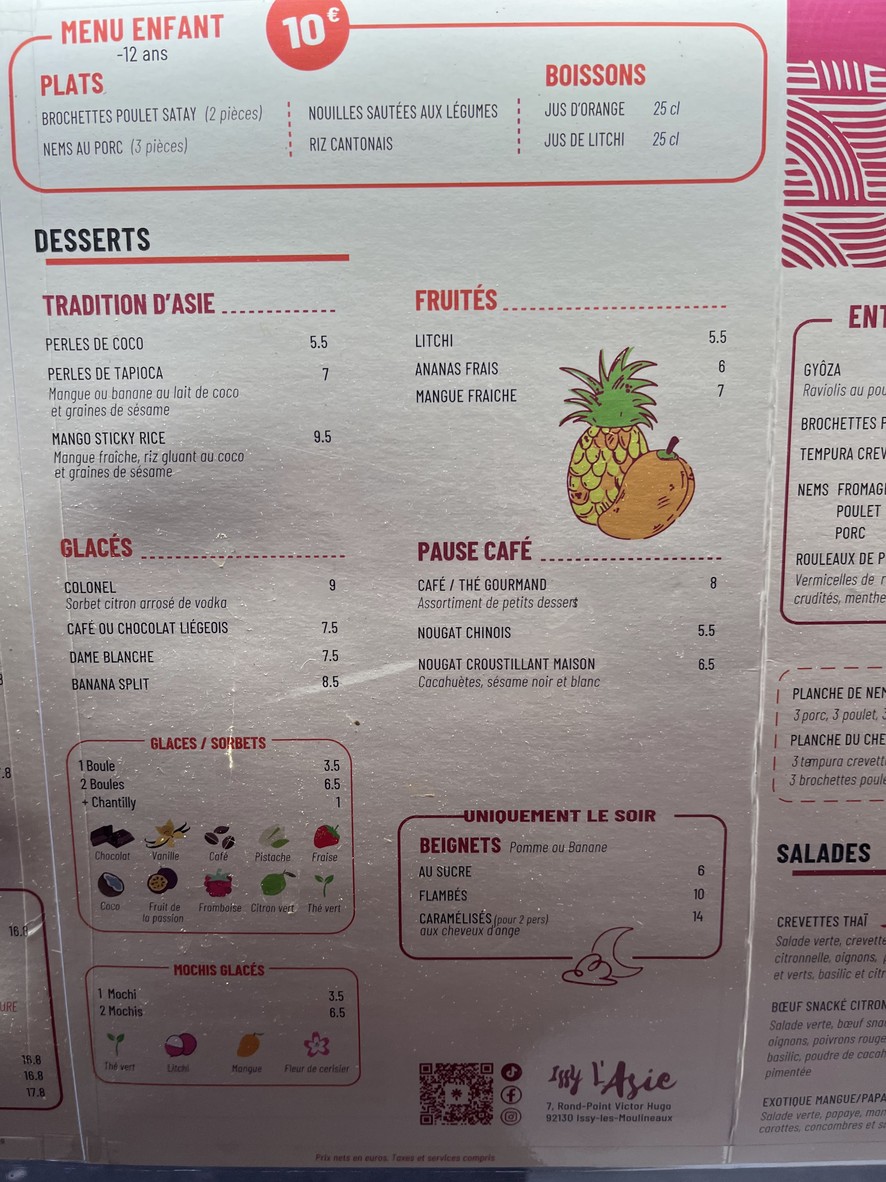 Restaurante Issy l'Asie menu 5