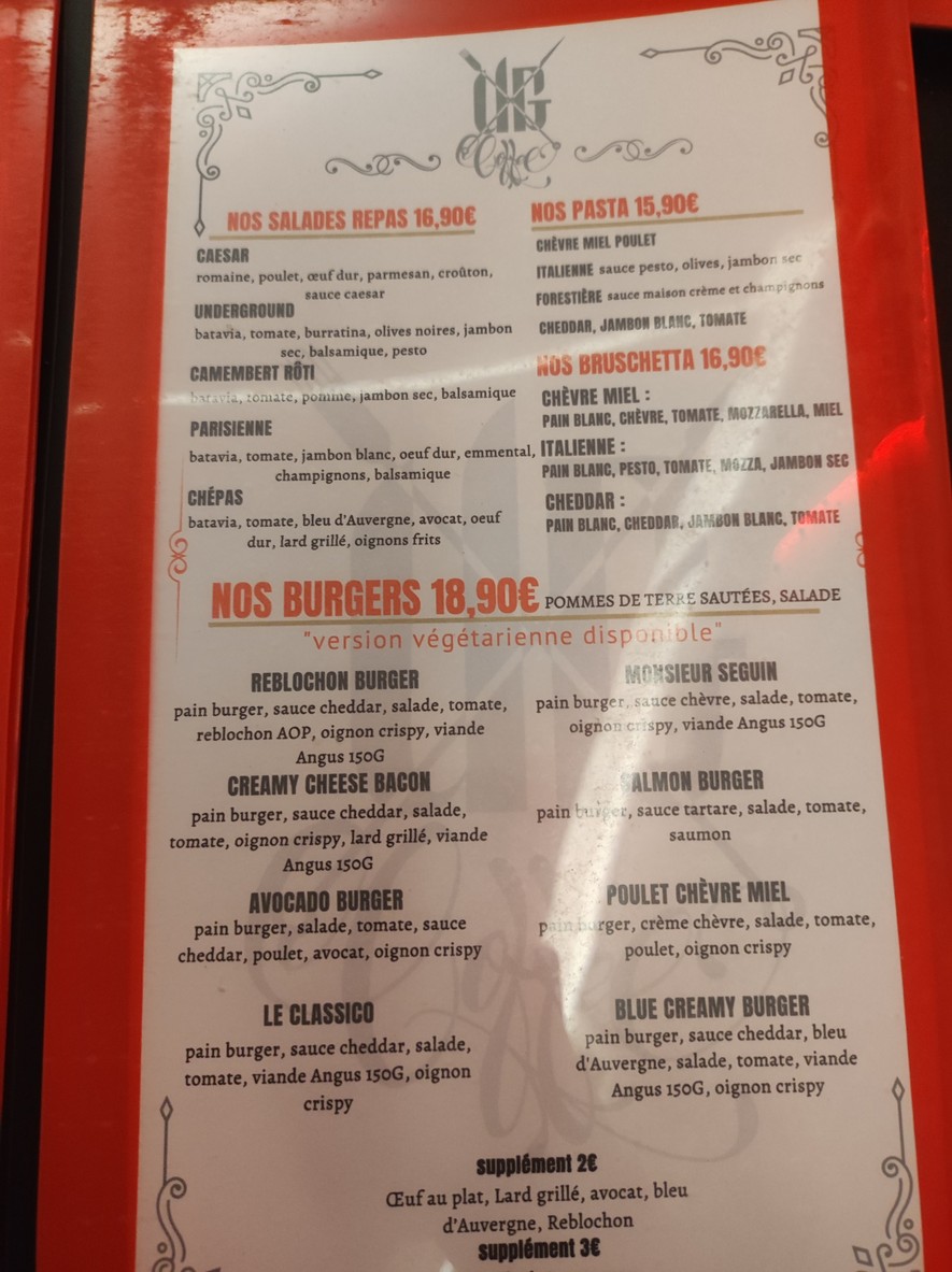 Underground Coffee & Tattoo menu 2