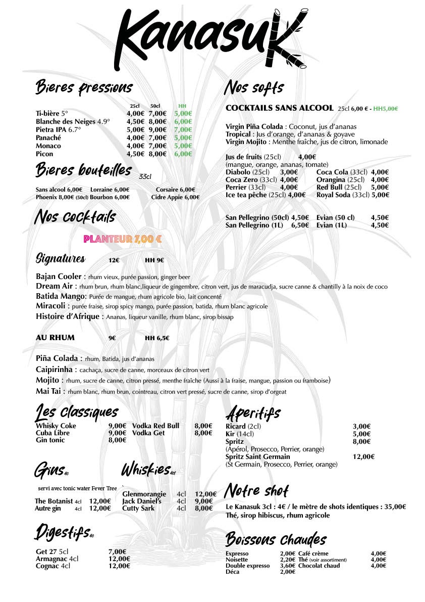 KANASUK - Restaurant Créole & Rhumerie menu 3