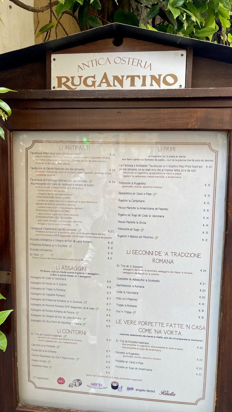 Antica Osteria Rugantino menu 1