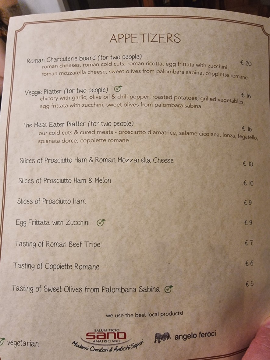 Antica Osteria Rugantino menu 3