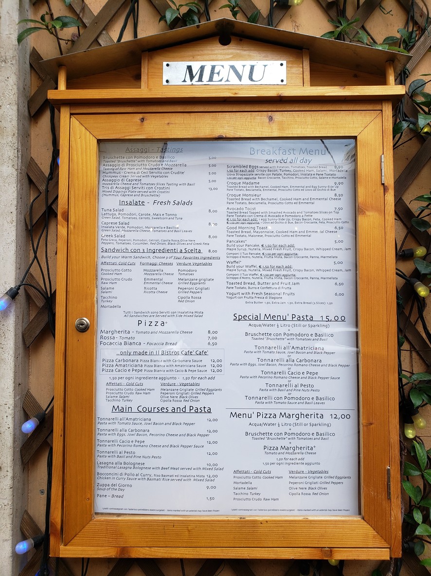 Cafè Cafè menu 1