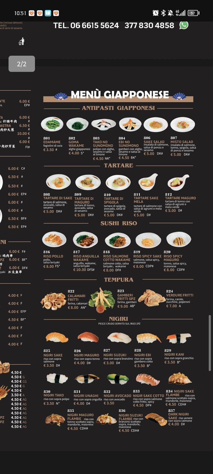 Ristorante Oya menu 2