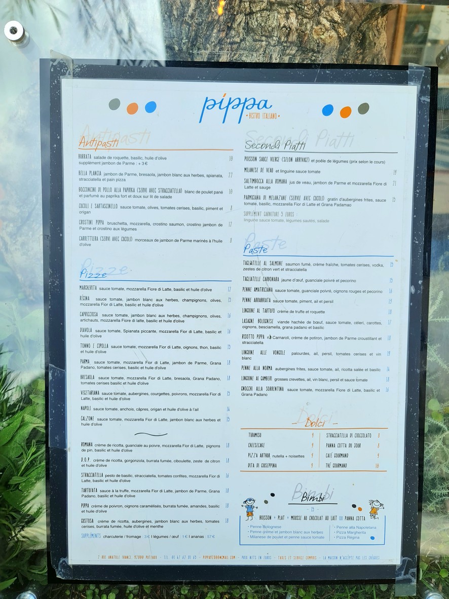 Pippa Bistro Italiano menu 1