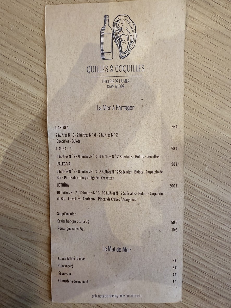 Quilles & Coquilles menu 2