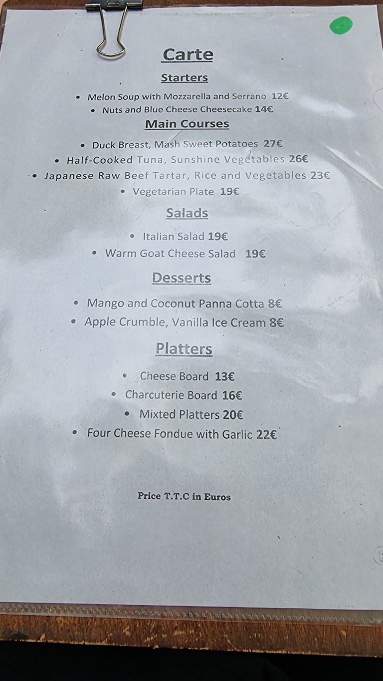 L'Acanthe menu 1