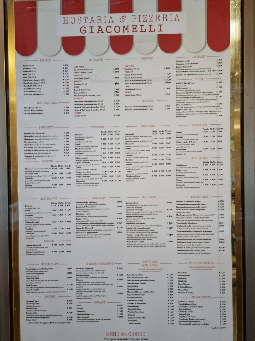 Giacomelli menu 1