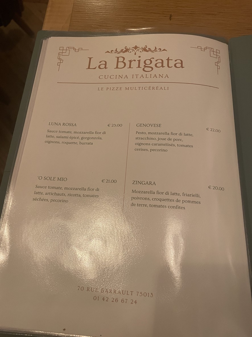 La Brigata menu 3