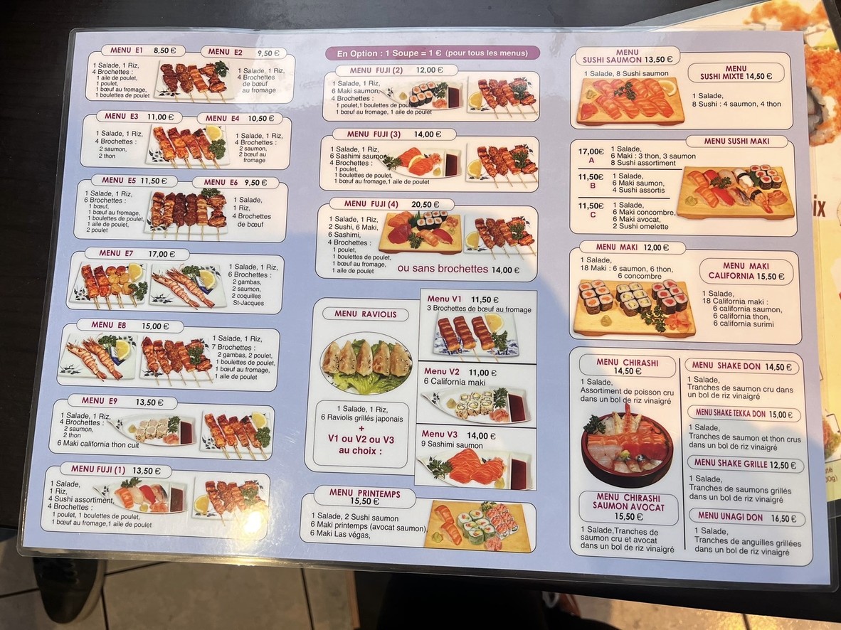 Sushibar menu 2