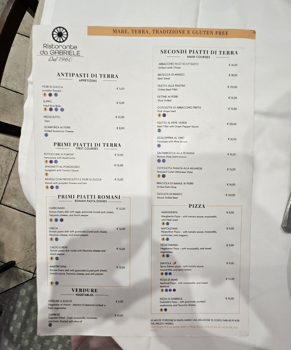 Da Gabriele menu 1
