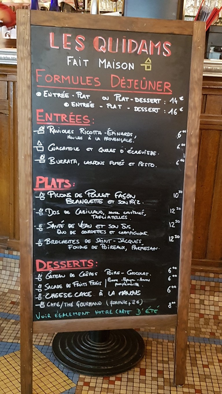 Les Quidams menu 1
