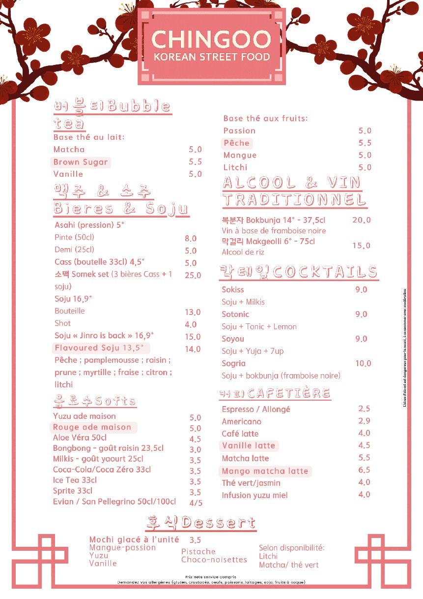 CHINGOO - Restaurant Coréen - La Défense menu 3