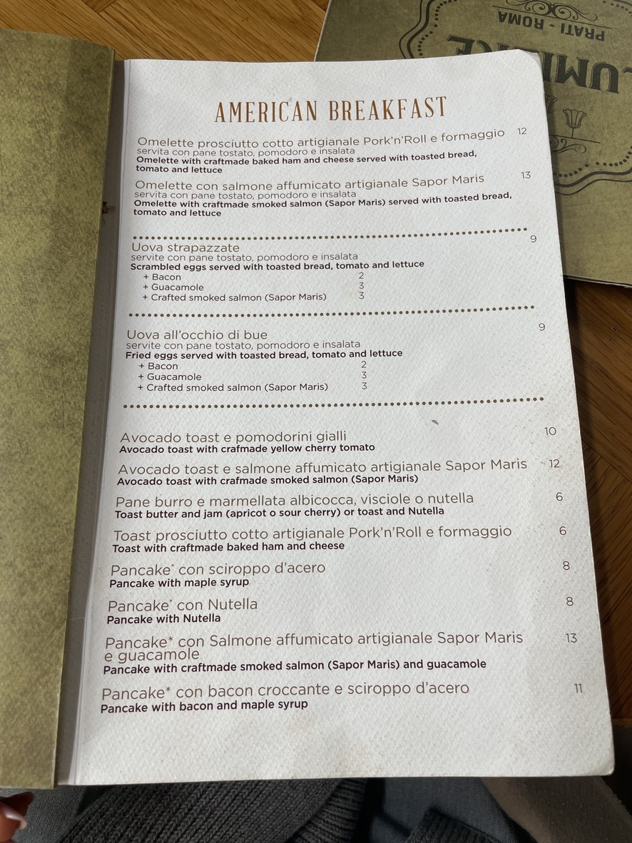 Lumiere menu 1