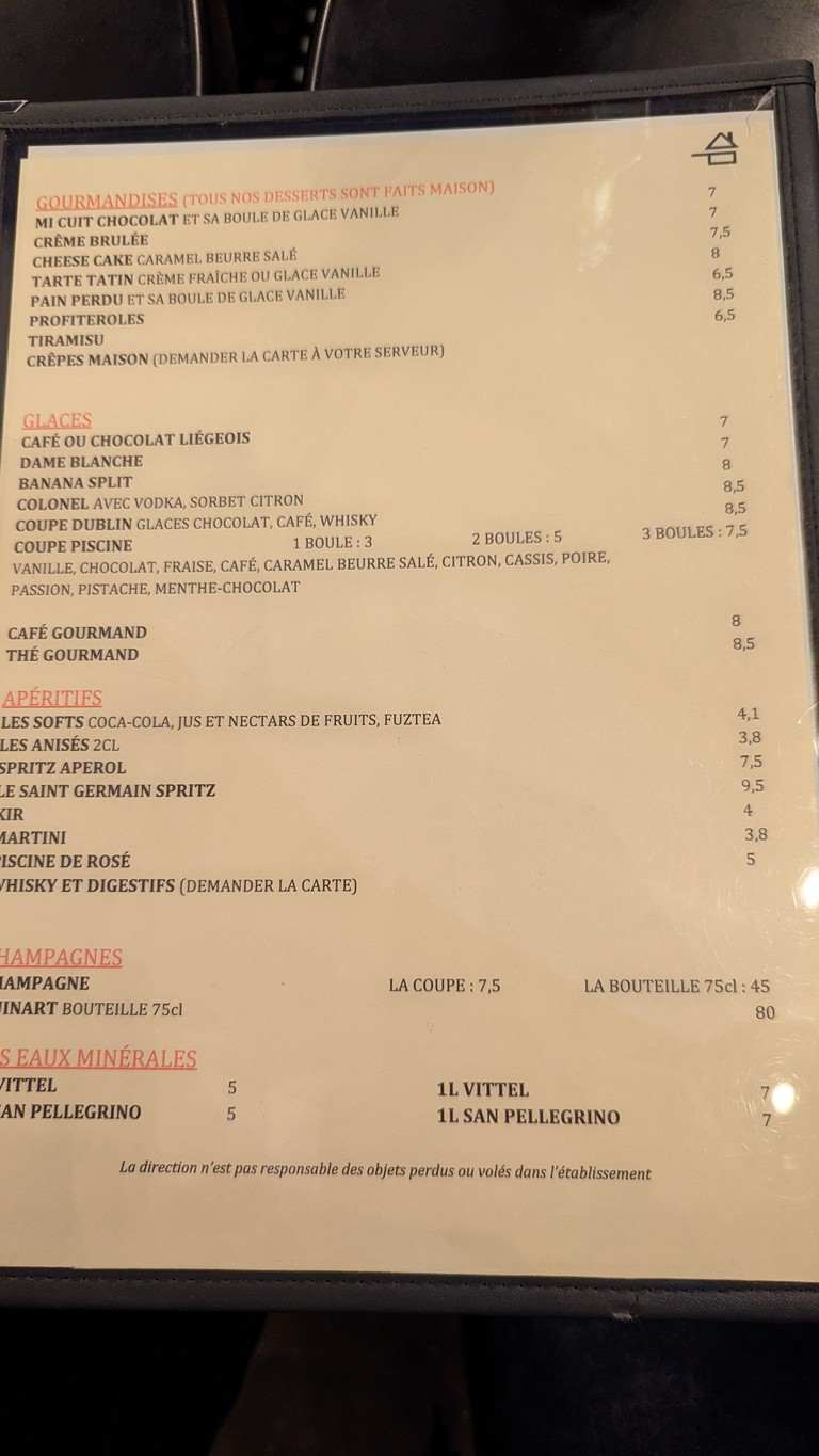 La Piscine menu 3