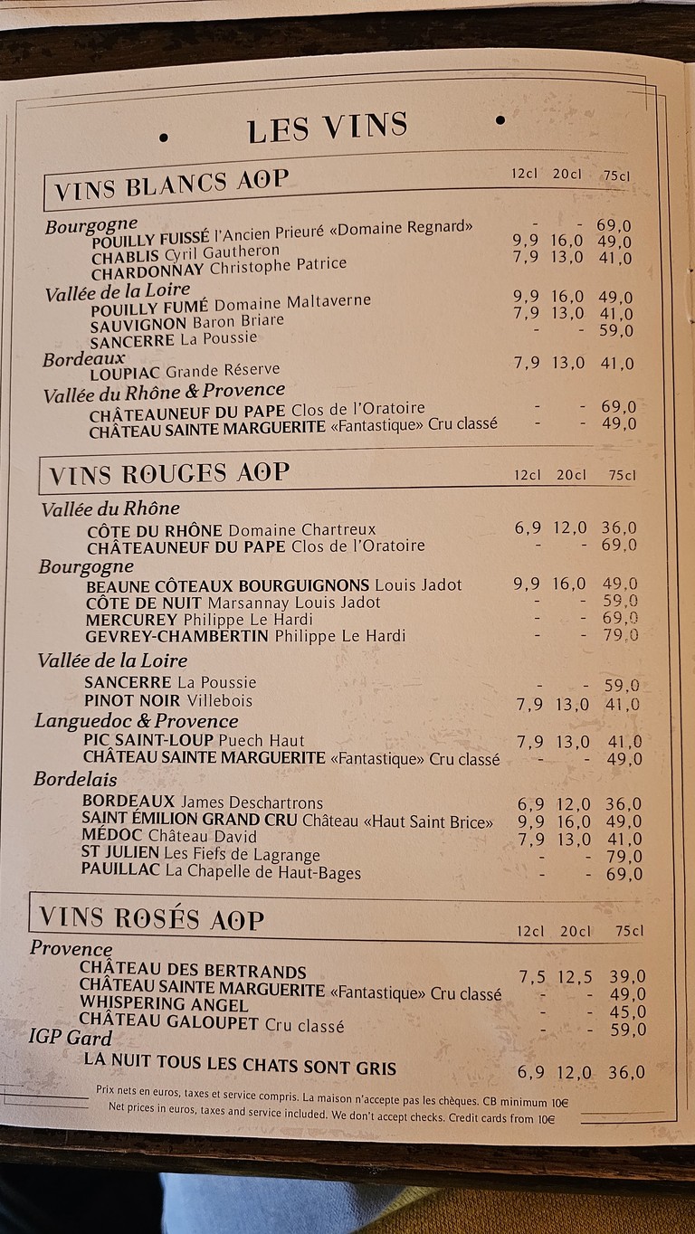 Le vrai Paris menu 3