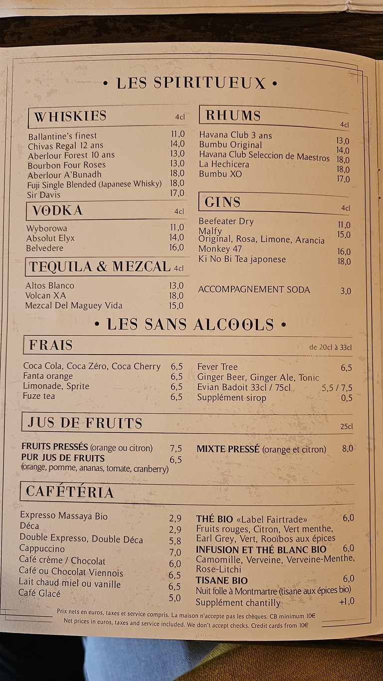 Le vrai Paris menu 4