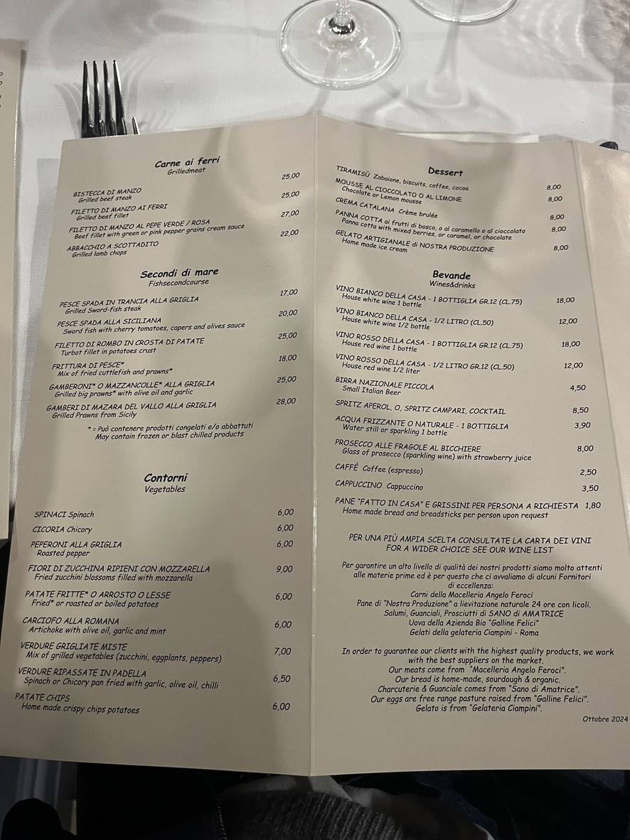 Piccolo Arancio menu 1
