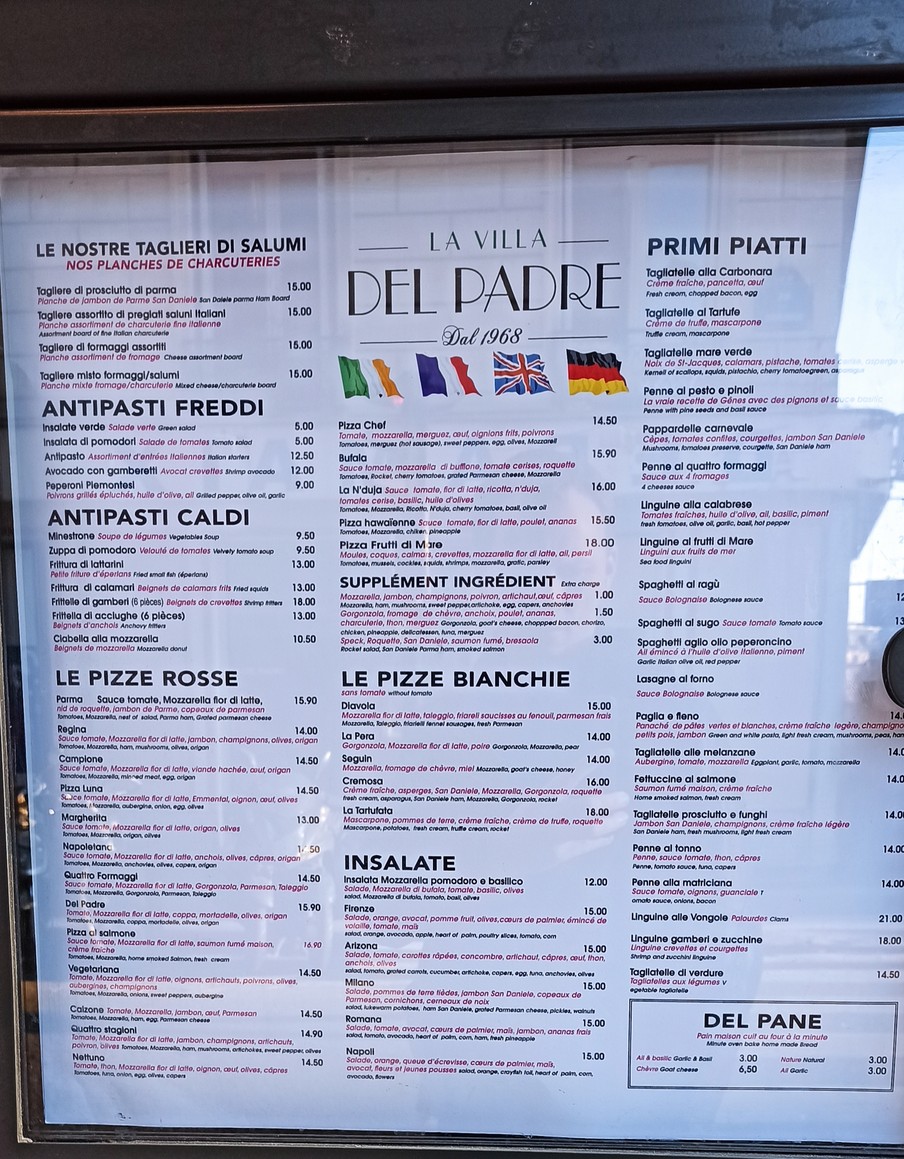 Villa Del Padre menu 1