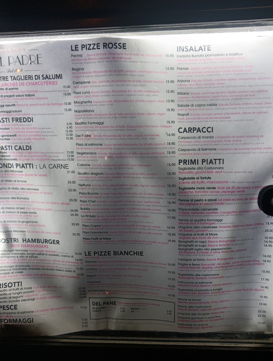 Villa Del Padre menu 2