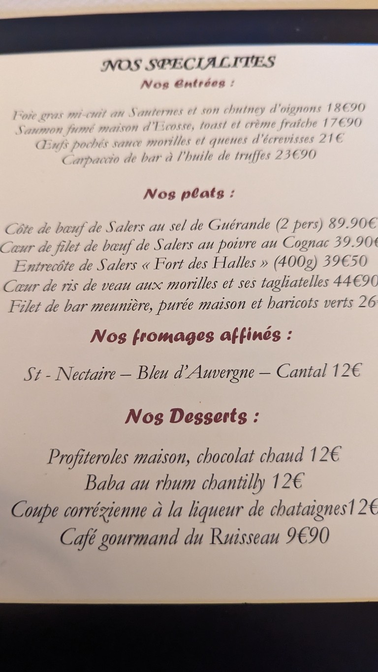 Restaurant Le Ruisseau menu 3