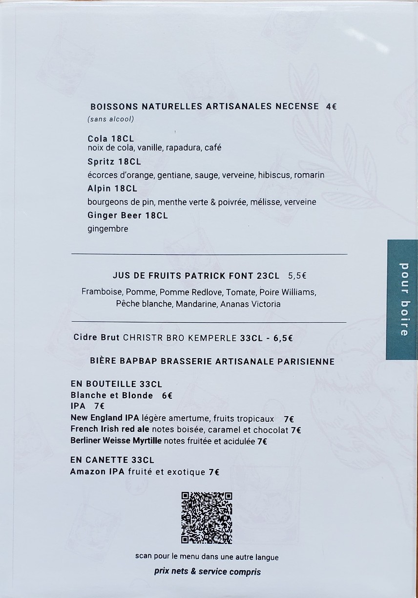 Epicerie Tempero menu 3