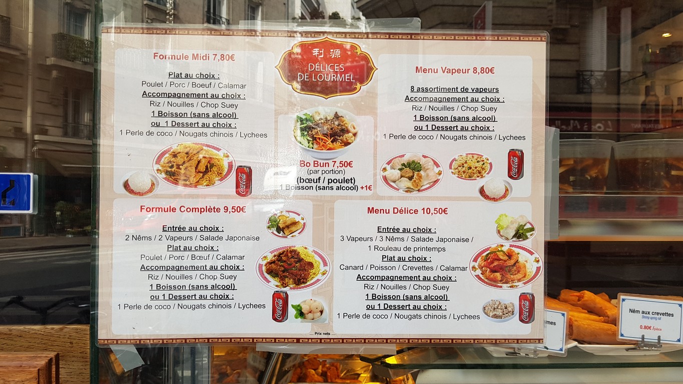Délices de Lourmel menu 1