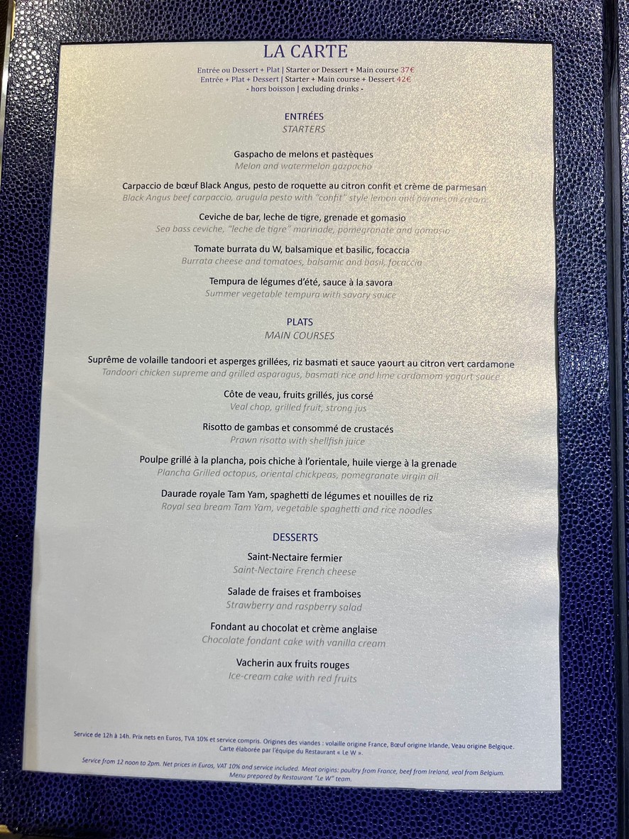 Le W menu 1