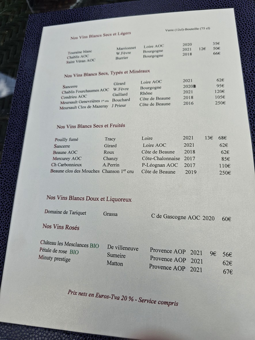 Le W menu 3