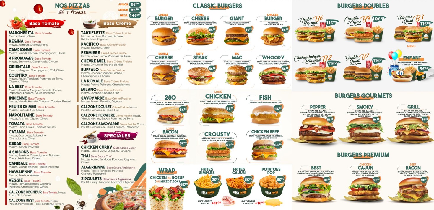 Best Cook restaurant rapide Burger Pizza Saint Ouen menu 2