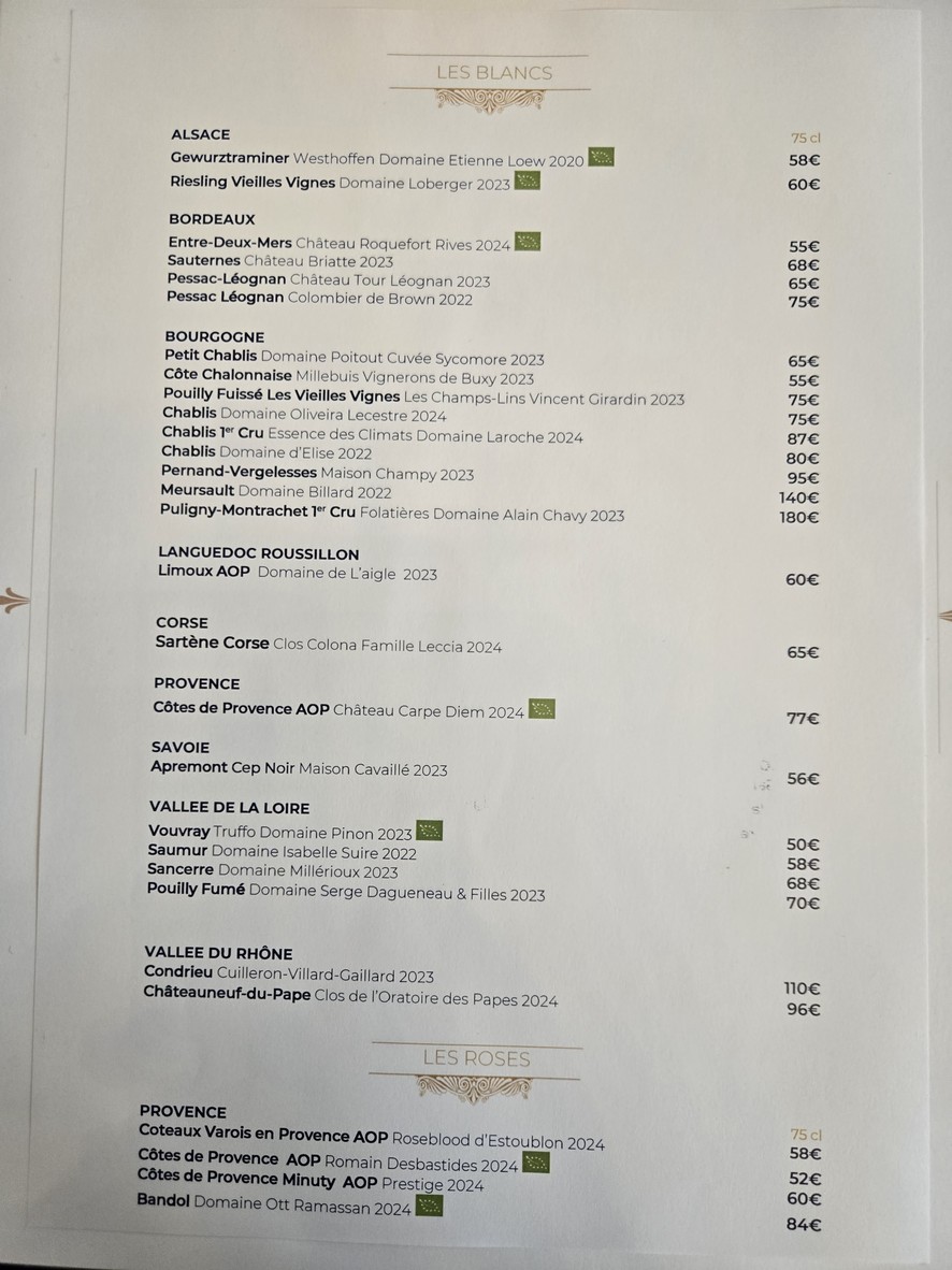 Le Train Bleu menu 3