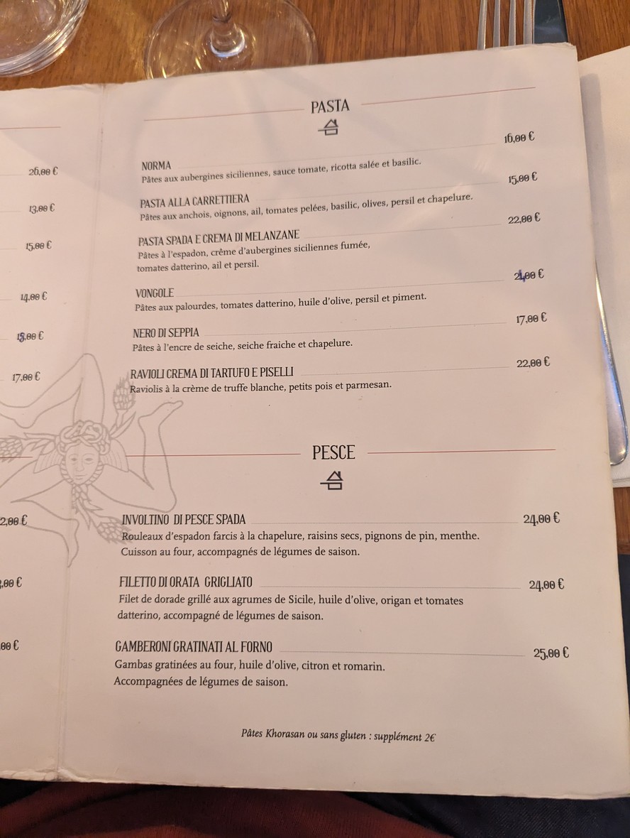 Sapori Siciliani – Restaurant italien & sicilien à Levallois-Perret menu 2