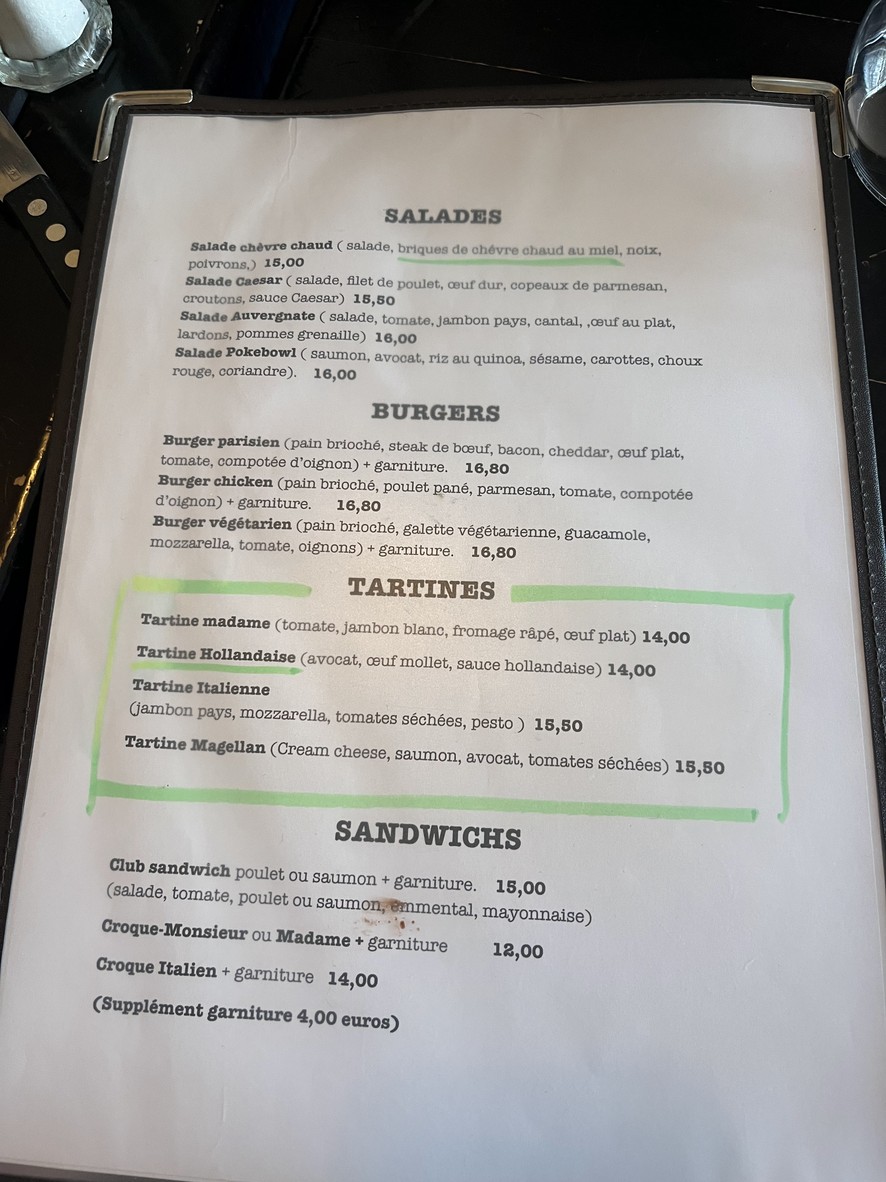Le Café Parisien menu 2