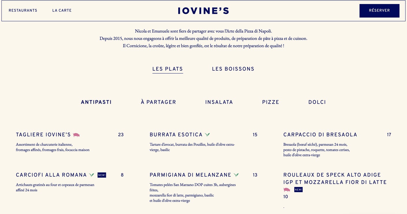 Pizzeria Iovine's menu 1