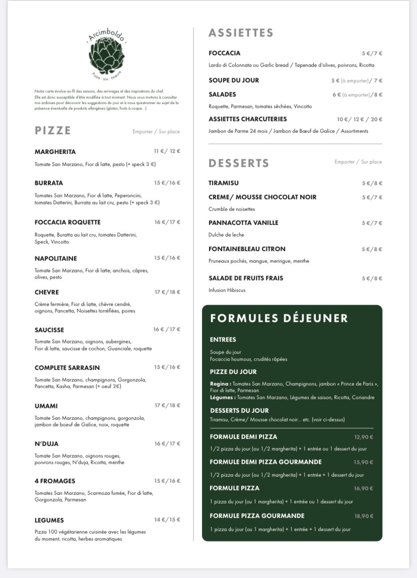 ARCIMBOLDO menu 1