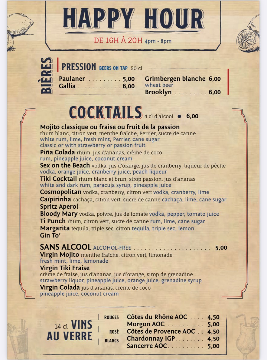 LE BONNE NOUVELLE menu 2