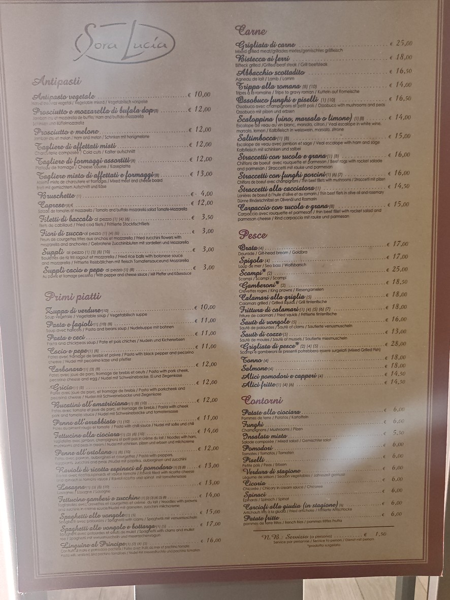 Sora Lucia menu 1