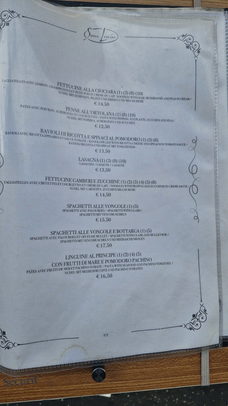 Sora Lucia menu 3