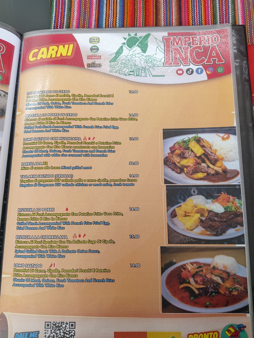 Imperio Inca menu 4