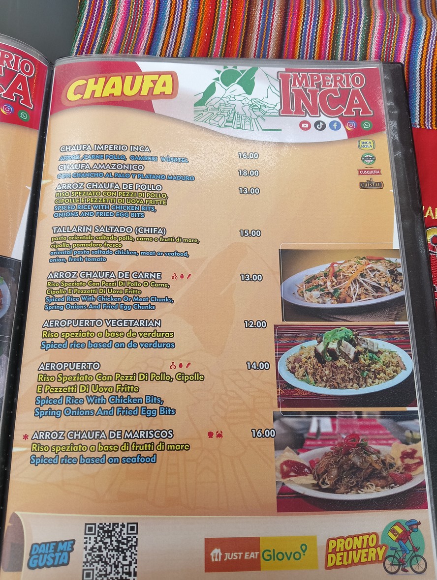 Imperio Inca menu 6