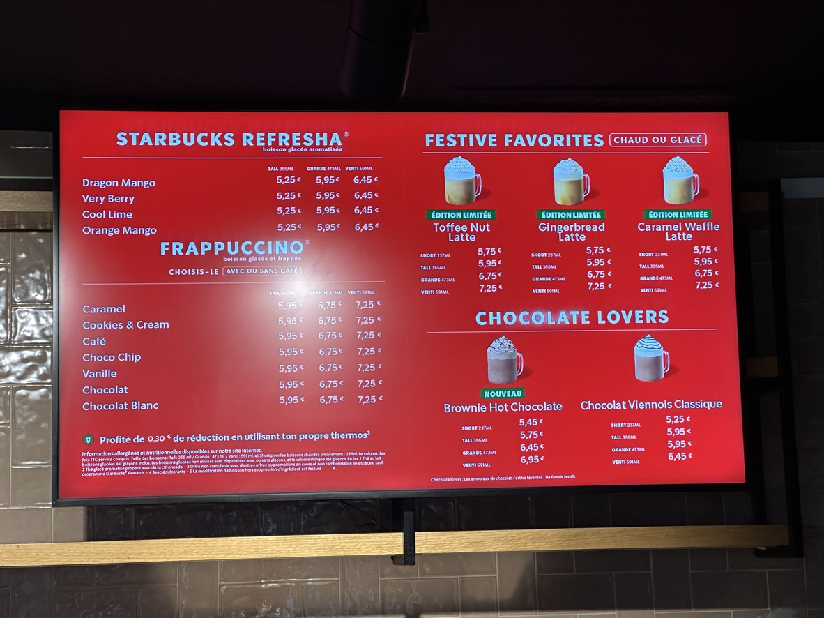 Starbucks menu 2