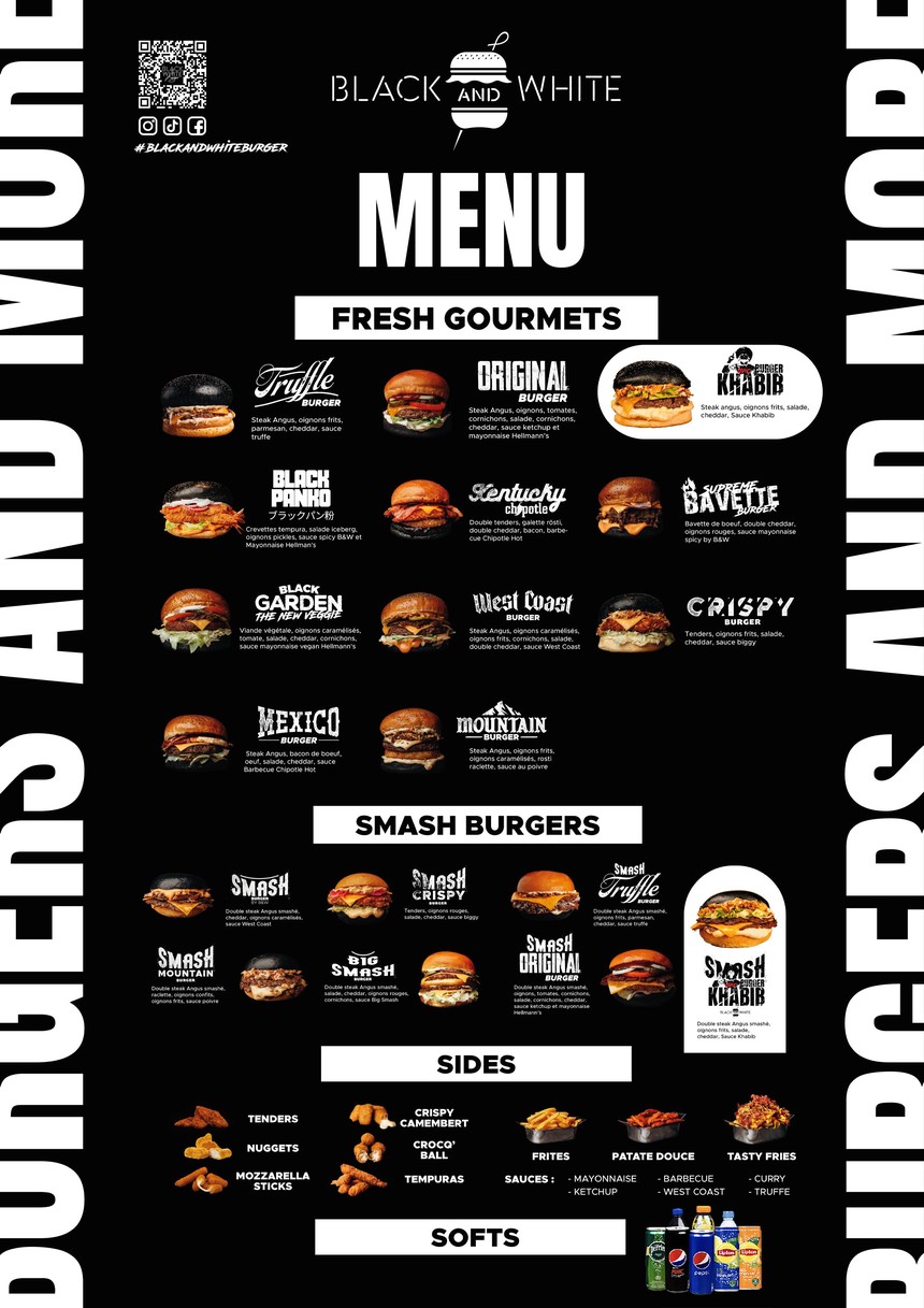 Black & White Burger La Défense menu 1