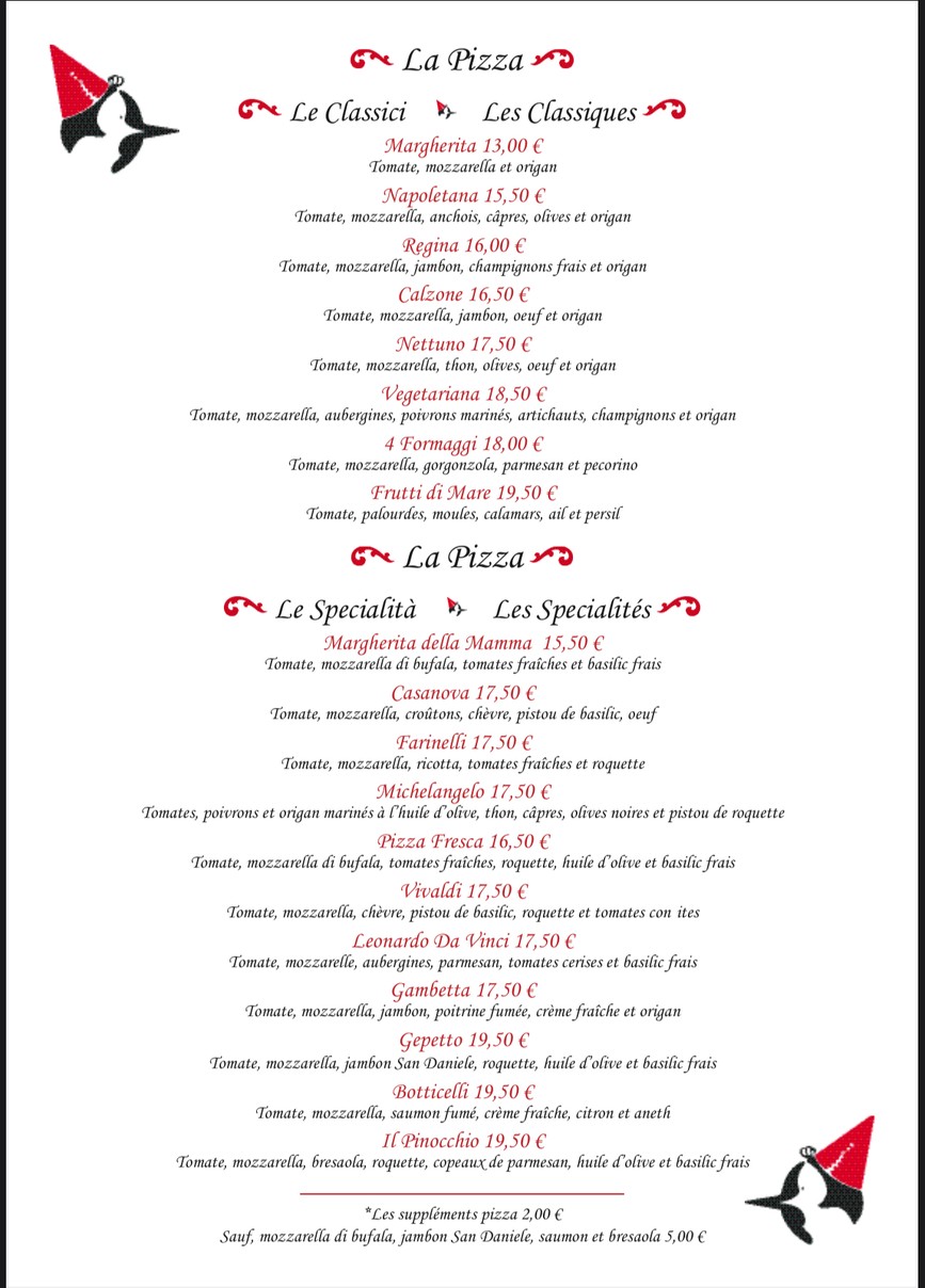 Il Pinocchio Restaurant Italien Pizzeria Paris 20 menu 3