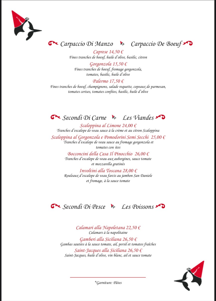 Il Pinocchio Restaurant Italien Pizzeria Paris 20 menu 4