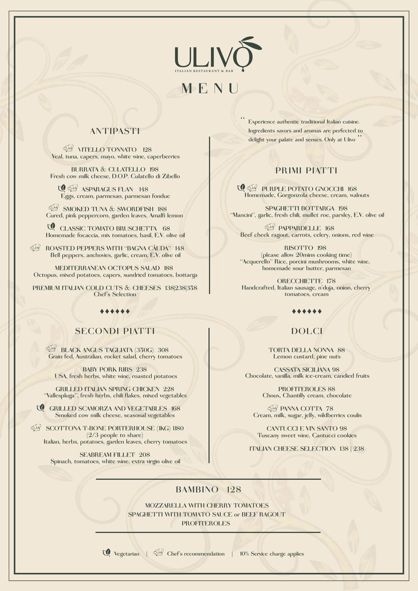 Ulivo Italian Restaurant & Bar menu 2
